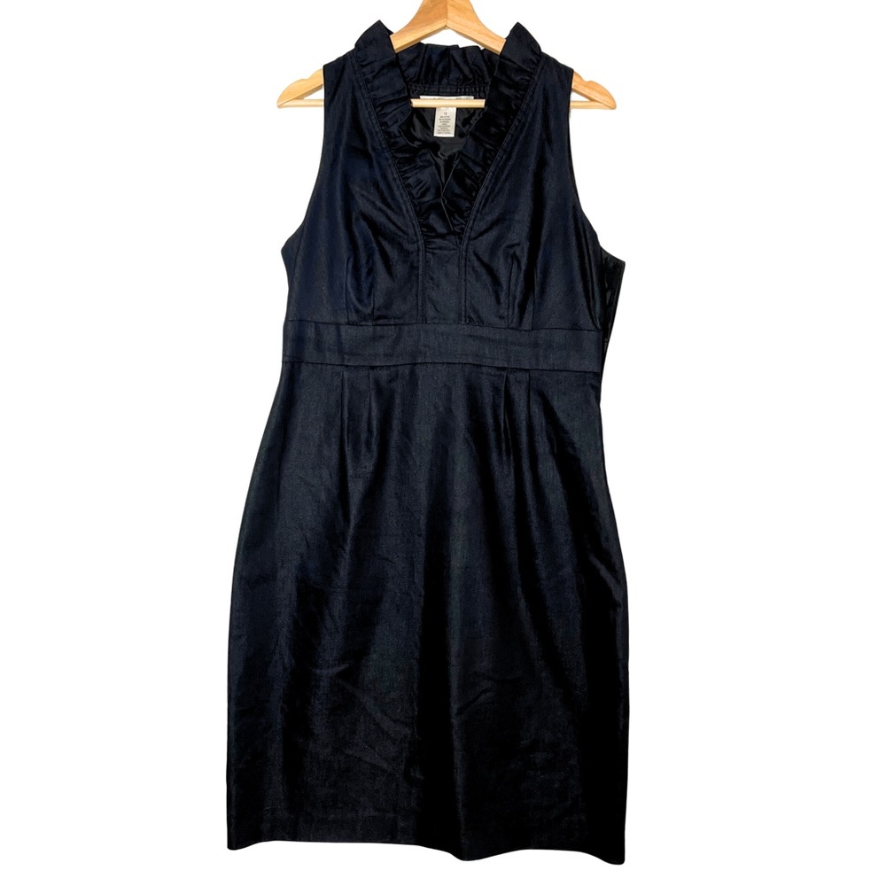 Maggy London Womens Cocktail Black Dress Ruffles V-Neck Size 12